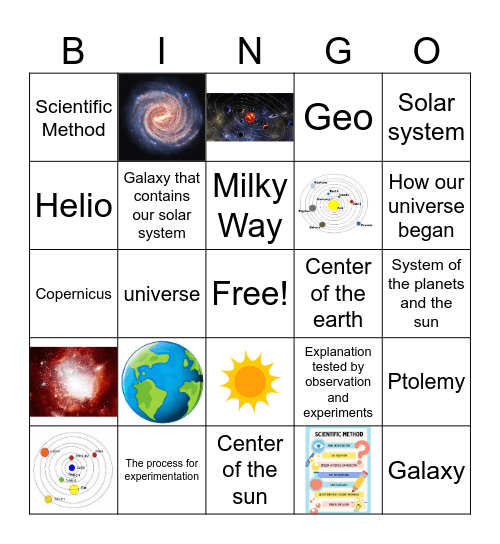 Formation of Universe Bingo Card