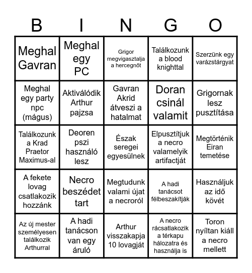 Magus bingó Bingo Card