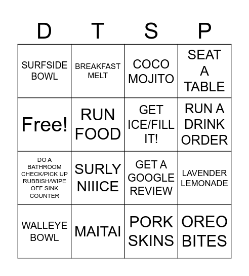 SERVER BINGO Card