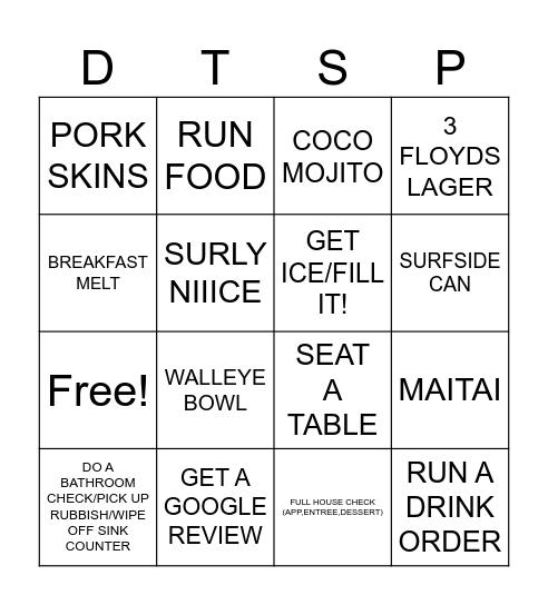 SERVER BINGO Card