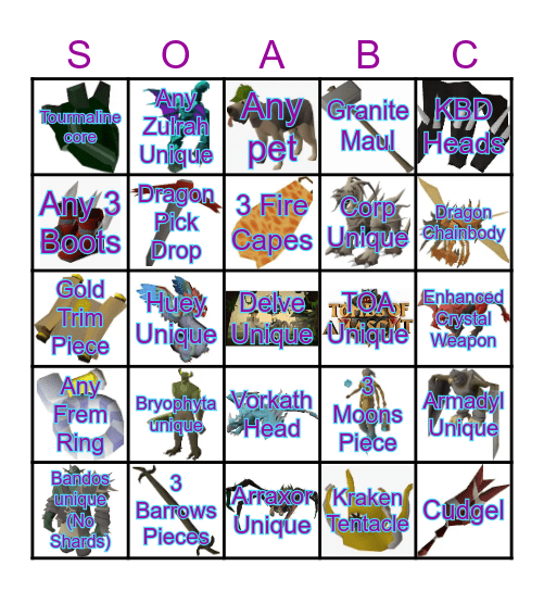 Sons Of Anubis Bingo Card Bingo Card