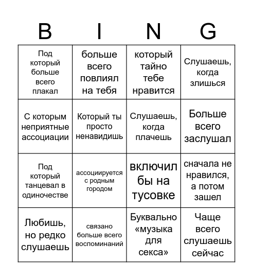 исполнитель/альбом/трек… Bingo Card