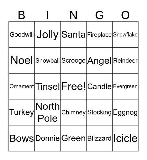 Christmas Bingo Card