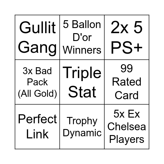 FIFA Bingo Card