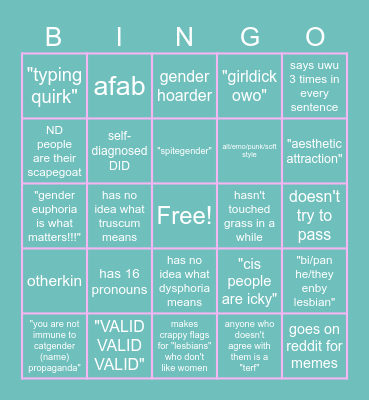 Tucute Bingo Card
