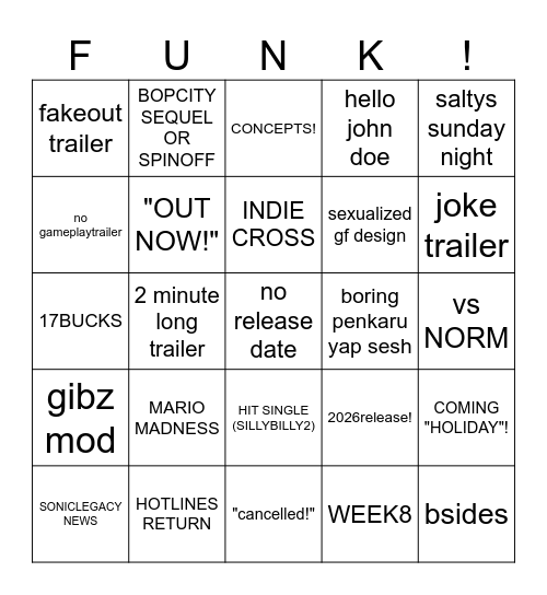 FUNKKAST Bingo Card