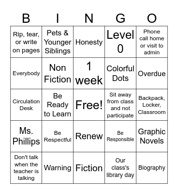 Library Bingo Card