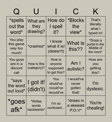 Quick draw bingo Card