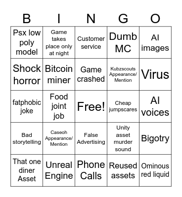 Itch.io Bingo Card