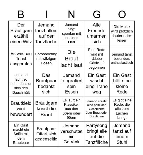 Hochzeitsbingo Card