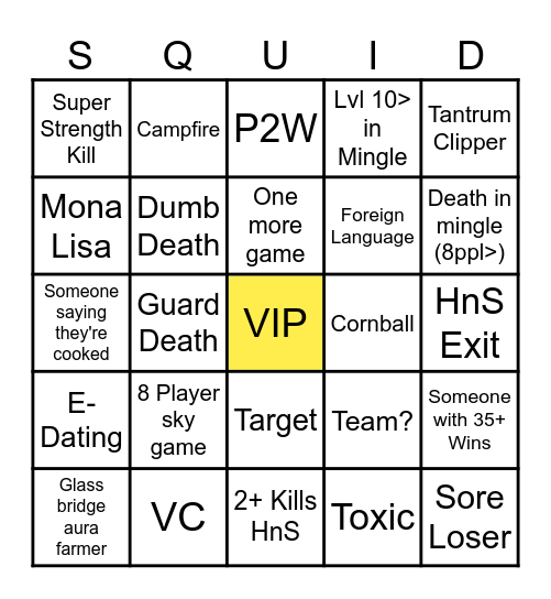 Ink Game Bingo Card