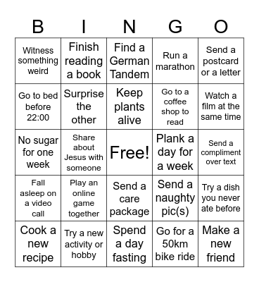GeeGee & Megs Bonkers Bingo Card