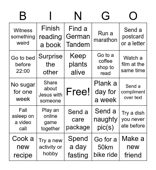 GeeGee & Megs Bonkers Bingo Card
