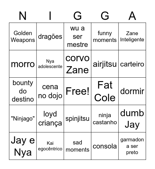 Ninjago Bingo Card