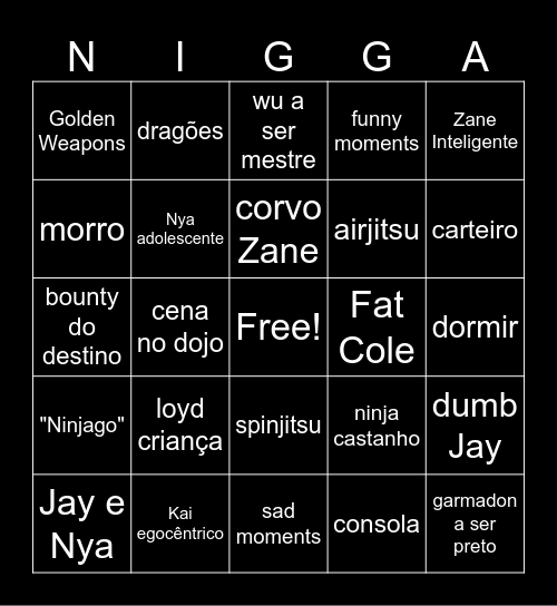 Ninjago Bingo Card