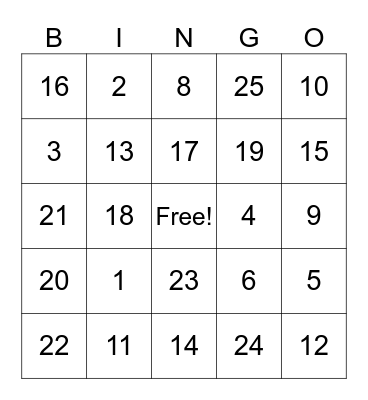 Welcome First-Years!! Bingo Card