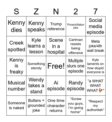 SP BINGO 1 Bingo Card