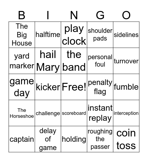 THE BIG GAME Bingo Card