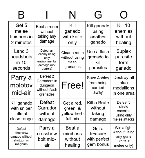 Hard Bingo Card