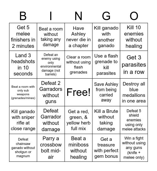 Hard Bingo Card