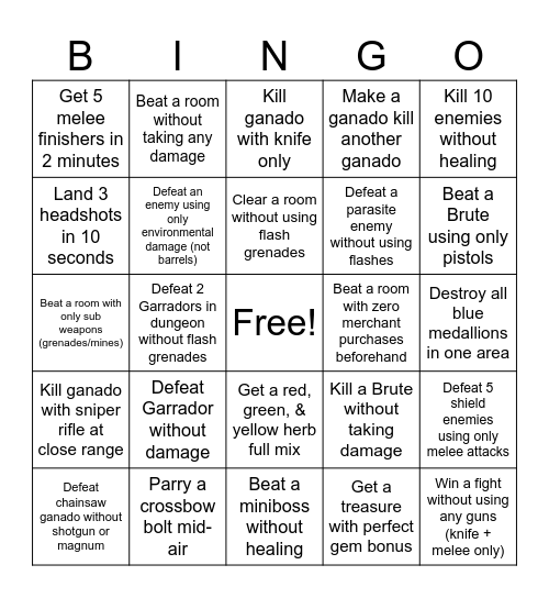 Harder Bingo Card