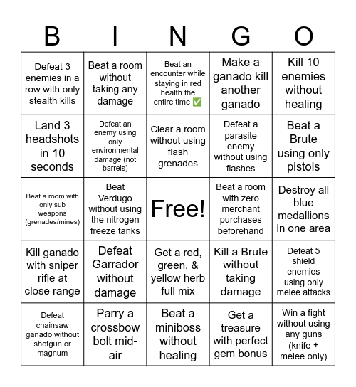 Hard Board 4 Bingo Card