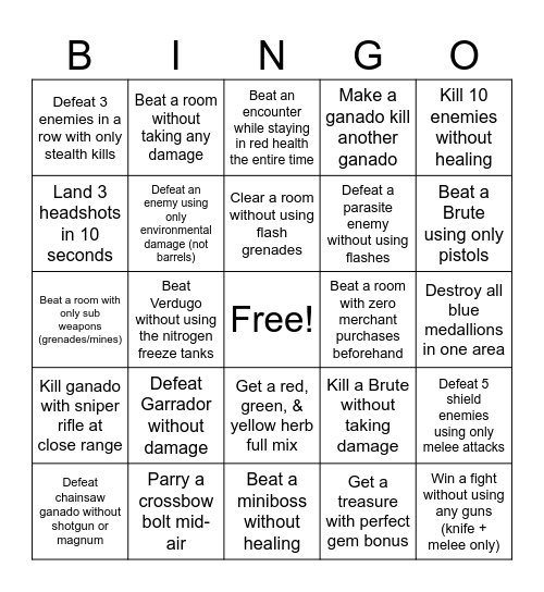 Hard Board 4 Bingo Card