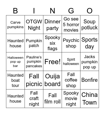 Fall 2025 Bingo Card