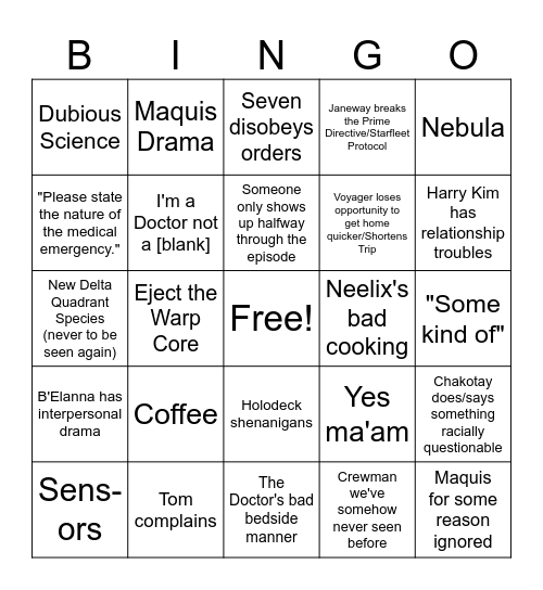 Voyager Bingo Card