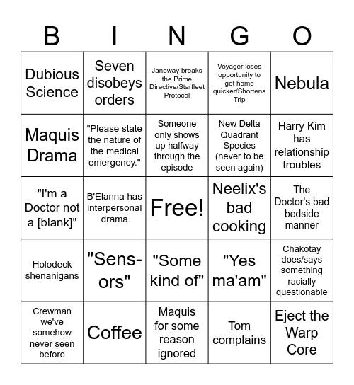 Voyager Bingo Card