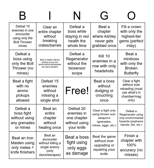INSANE Bingo Card