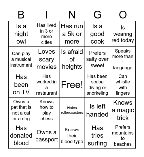 Untitled Bingo Card