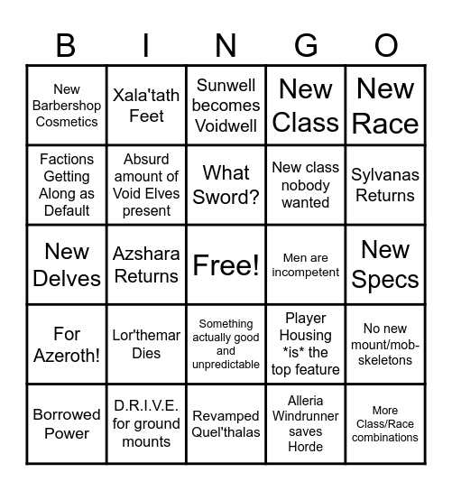Midnight Release and Features Bingo Card