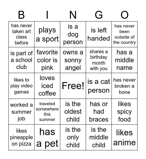 Ms. Perez Art 1 Bingo Card