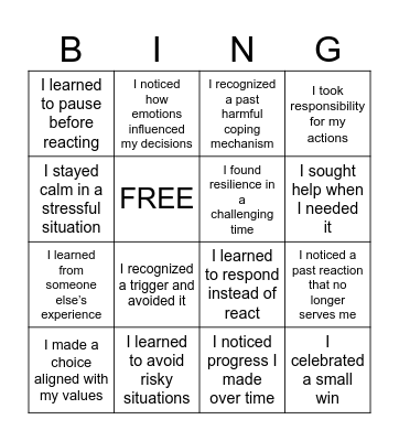 Past Insight Bingo Card