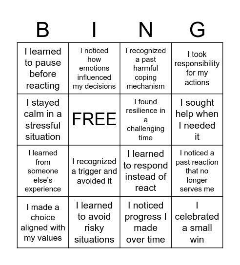 Past Insight Bingo Card