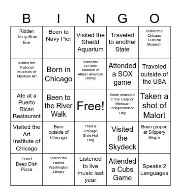 Social Bingo Card