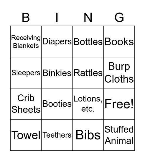 BABY BINGO Card