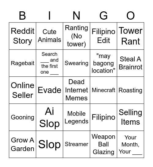 Tiktok Bingo Card Bingo Card