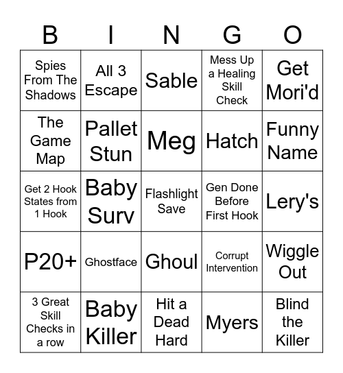 DBD BINGO Card