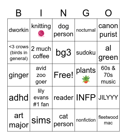 arlie bingo Card