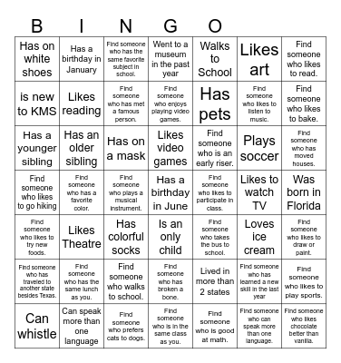 Find someone who... Bingo Card