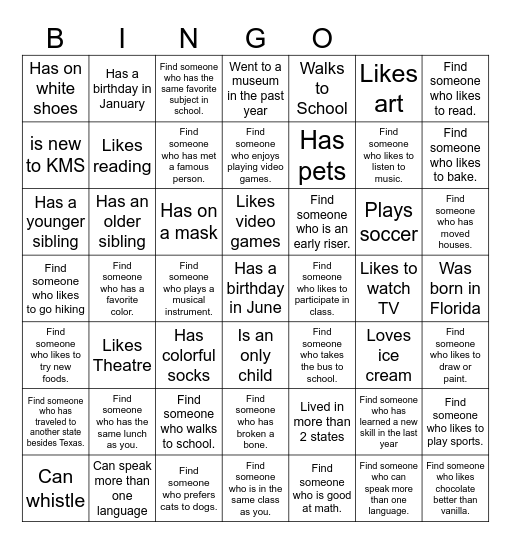 Find someone who... Bingo Card