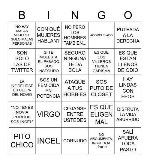 PUTEADAS DE TROLAS Bingo Card