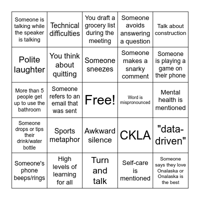 2025 Onalaska BTS Bingo Card