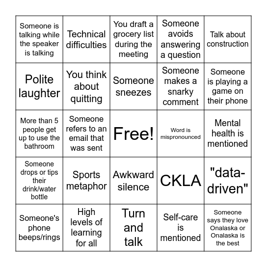 2025 Onalaska BTS Bingo Card