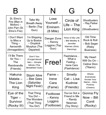 Movie Magic & TV Themes Bingo Card