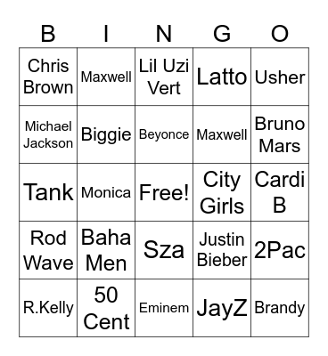 Song Bingo Card