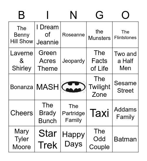 TV Theme Songs Bingo Card