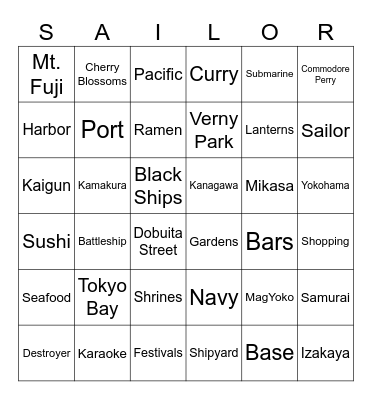 Yokosuka Bingo Card